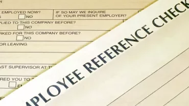 Employee reference check form with questions about work history.