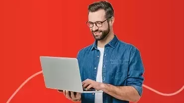 Onboarding Guide banner featuring a man using a laptop.