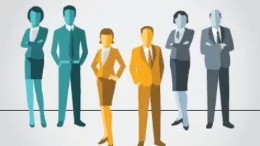 Gestileerde illustratie van diverse zakelijke professionals.