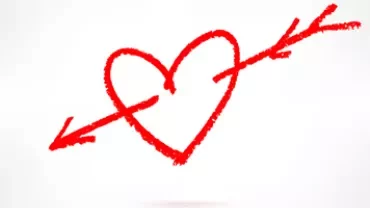 Red drawn heart with an arrow through it