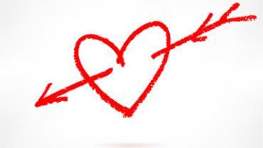 Red drawn heart with an arrow through it