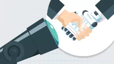 Illustration of a handshake between a human and a robot.