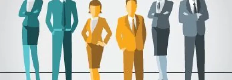 Gestileerde illustratie van diverse zakelijke professionals.