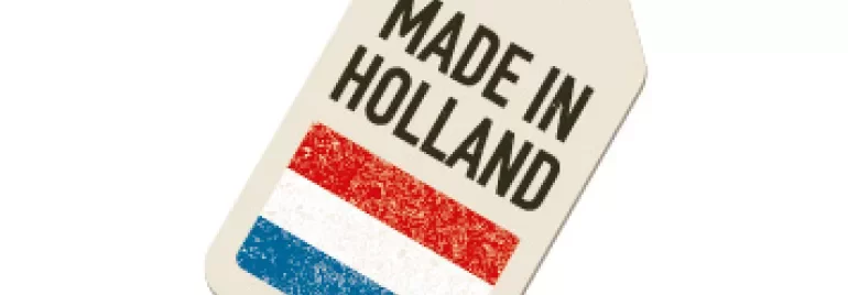 Tag with 'Made in Holland' text and Dutch flag.