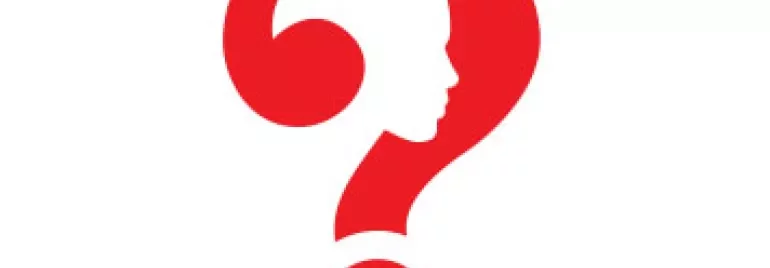 Red question mark with a profile silhouette inside.