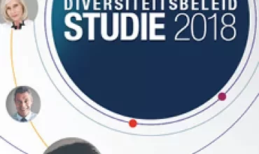 Diverse gezichten omringen een cirkel met 'Diversiteitsbeleid Studie 2018'.